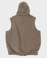Vintage Men's Cream Carhartt Padded Zip-Up Hooded  Vest - XXL