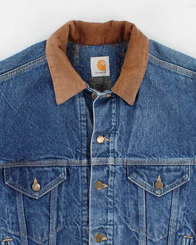 Carhartt Fleece Lined Cord Collared Denim Jacket - L