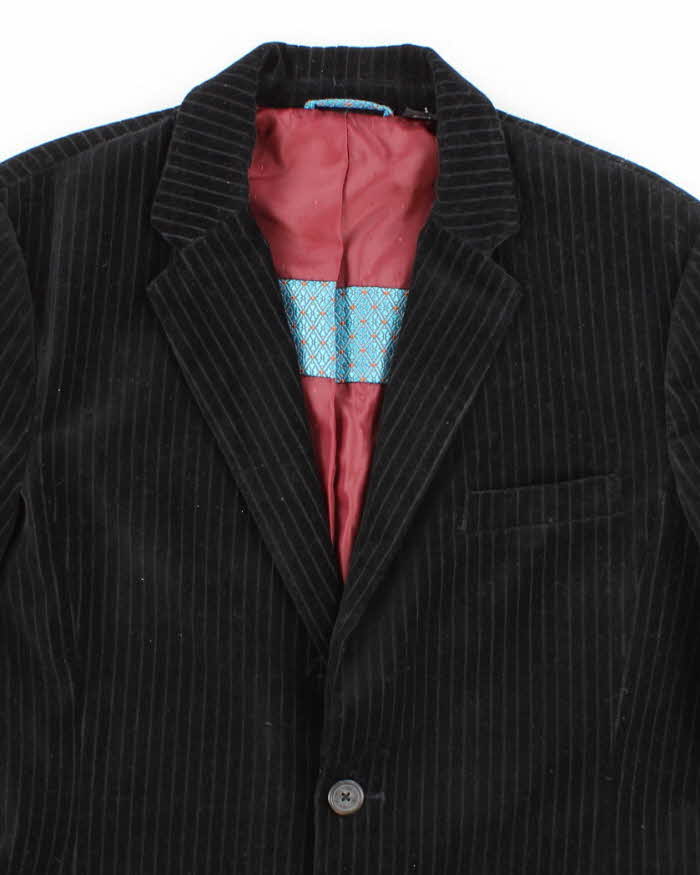 Guess Pinstripe Black Velvet Blazer - M