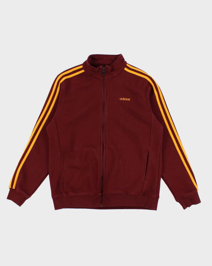 Men's Burgundy Adidas Zip Up Track Jacket - S