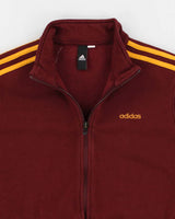 Men's Burgundy Adidas Zip Up Track Jacket - S