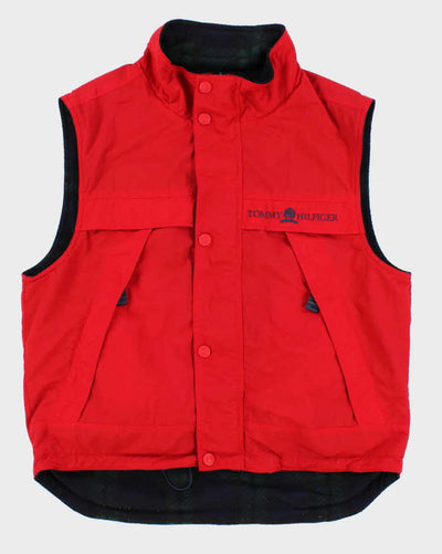 Mens Red Tommy Hilfiger Fleece Lined Zip Up Vest - L