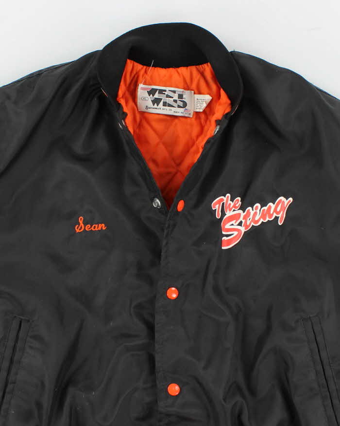 90s Vintage Mens BlackThe Sting Coach Bomber Jacket - XL