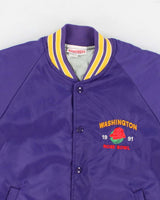 90s Vintage Men's Purple Washington 1991 Varsity Jacket - M