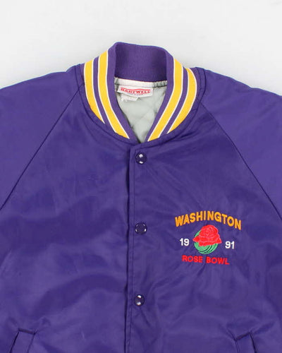 90s Vintage Men's Purple Washington 1991 Varsity Jacket - M