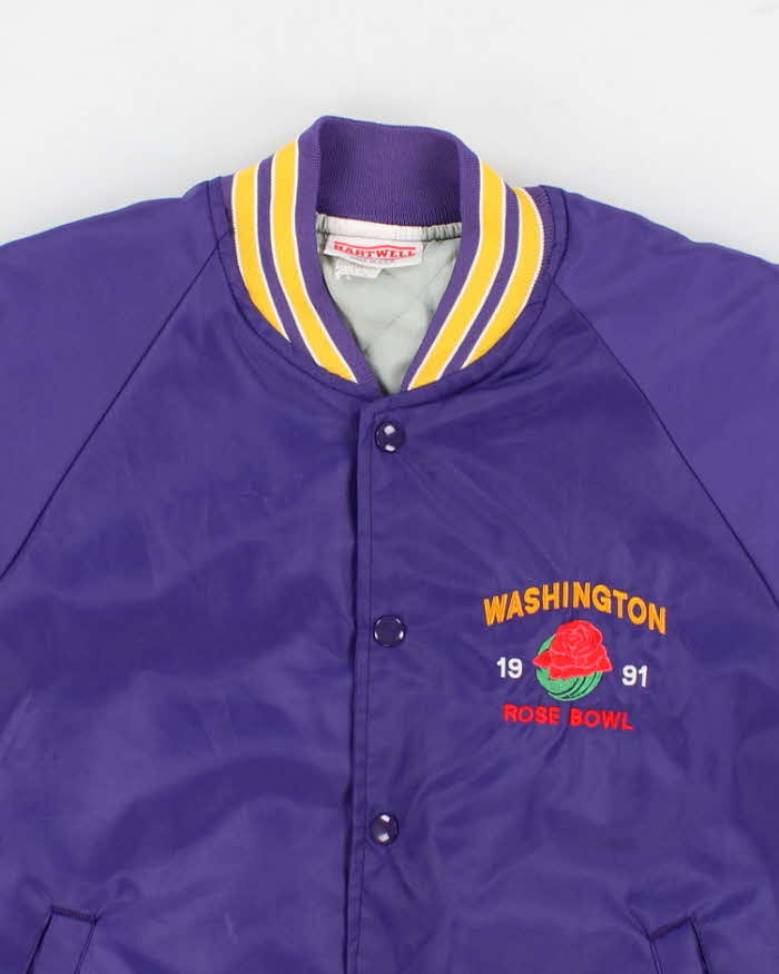 90s Vintage Men's Purple Washington 1991 Varsity Jacket - M