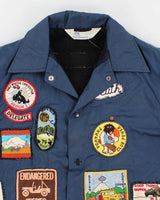 80s Vintage Men's Blue Windjammer Patch Jacket - M
