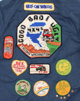 80s Vintage Men's Blue Windjammer Patch Jacket - M