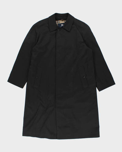 Mens Black  Classic Burberry Long Overcoat - M