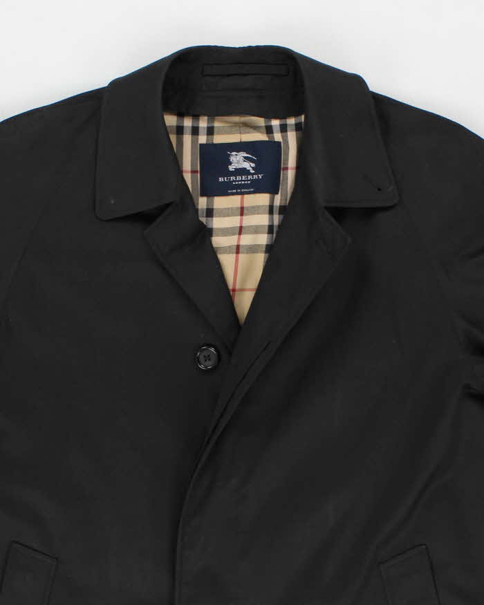 Mens Black  Classic Burberry Long Overcoat - M