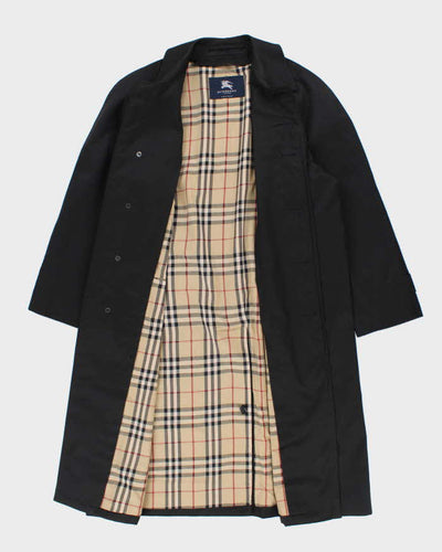 Mens Black  Classic Burberry Long Overcoat - M