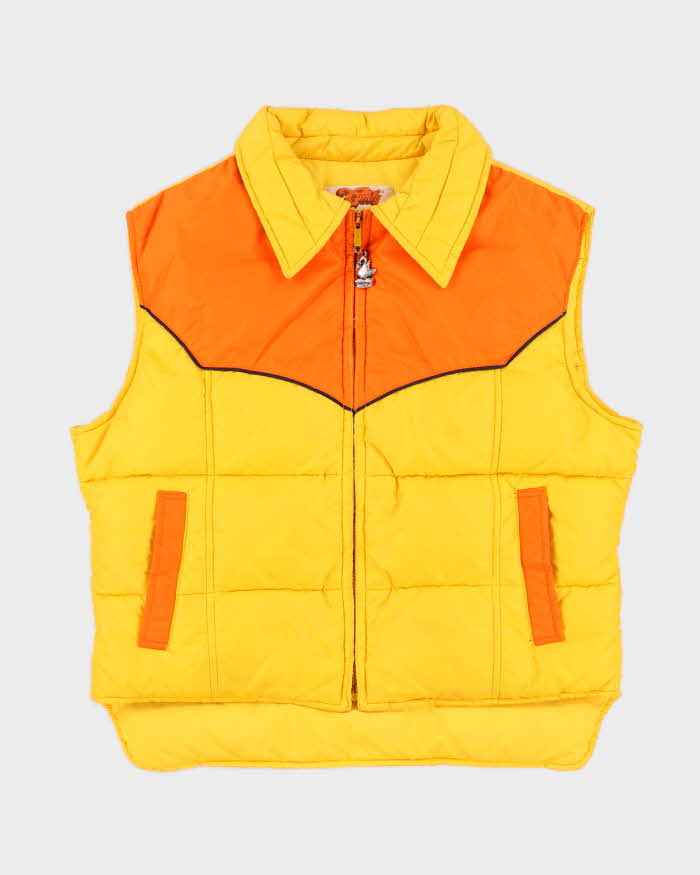 80s Vintage Men's Yellow Padded Gilet - S