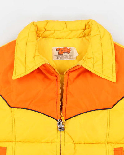 80s Vintage Men's Yellow Padded Gilet - S