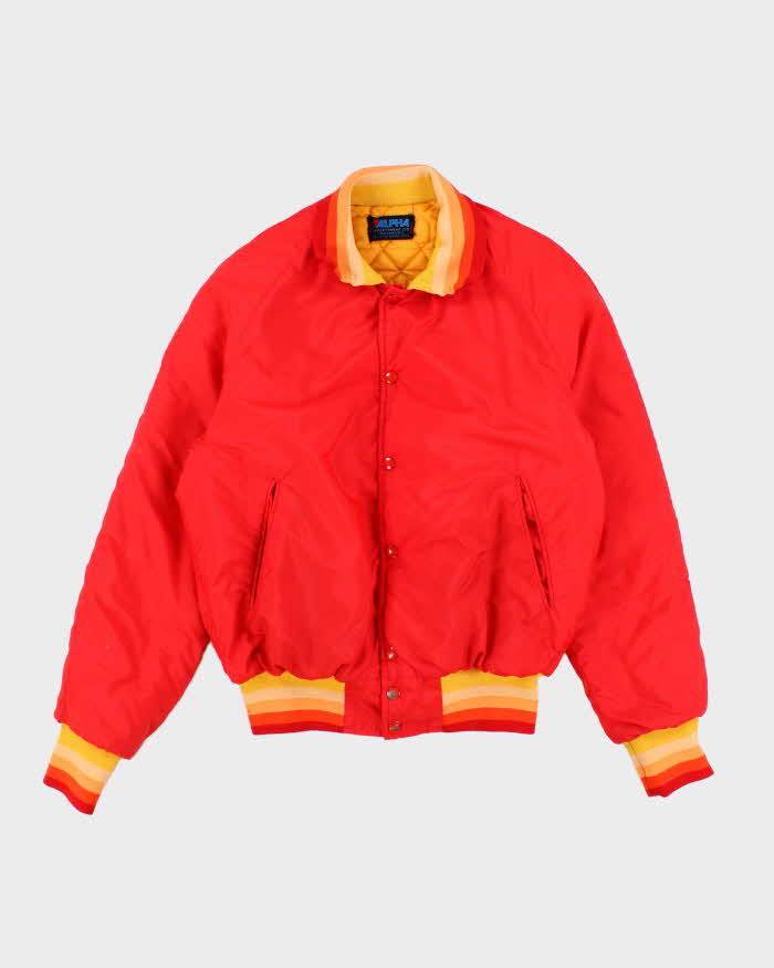 80s Vintage Mens Red Padded Coach Jacket - M