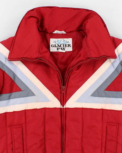 80s Vintage Mens Burgundy Padded Ski Jacket - S