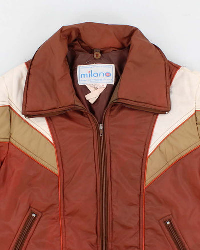 80s Vintage Men's Brown Padded Ski Jacket - M