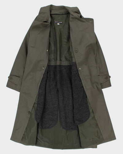 90s Vintage Men's Green Pierre Cardin Trench coat - L