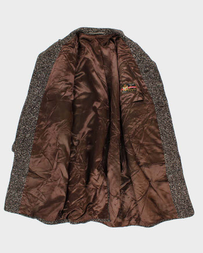 Mens Brown and Cream Confetti Knit Wool Coat - M