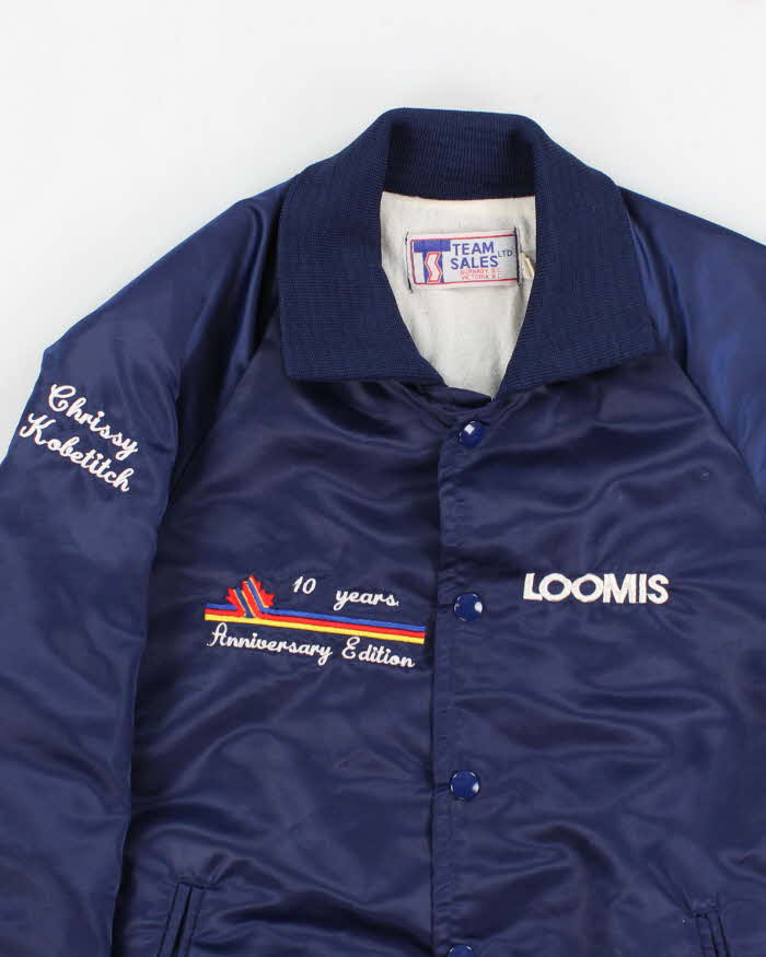 Mens Vintage 1990s Corporate Office Navy Bomber Jacket - S