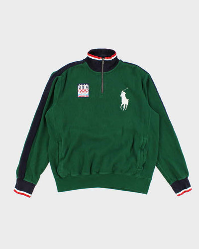 Mens Green Polo by Ralph Lauren Quarter Zip Sweatshirt - L