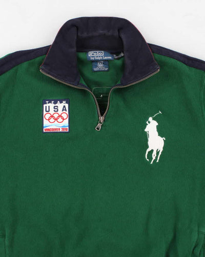 Mens Green Polo by Ralph Lauren Quarter Zip Sweatshirt - L