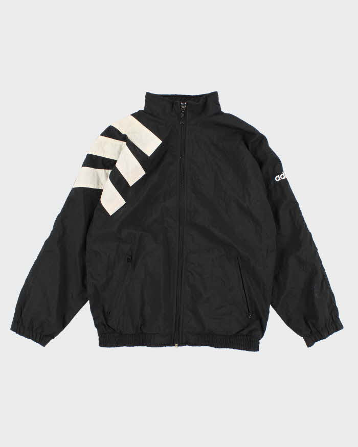 90s Vintage Men's Black Adidas Zip Up Track Jacket - S