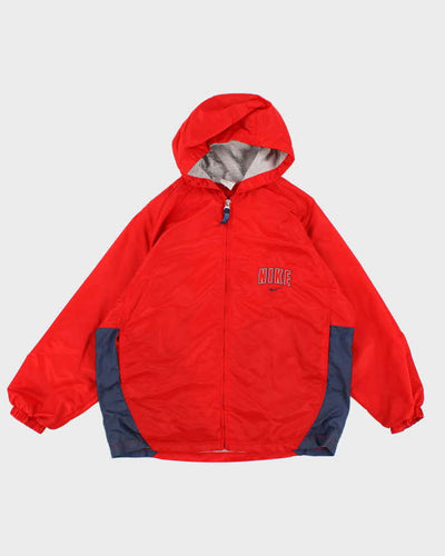 Vintage 90s Nike Oversized Red Hooded Windbreaker - L