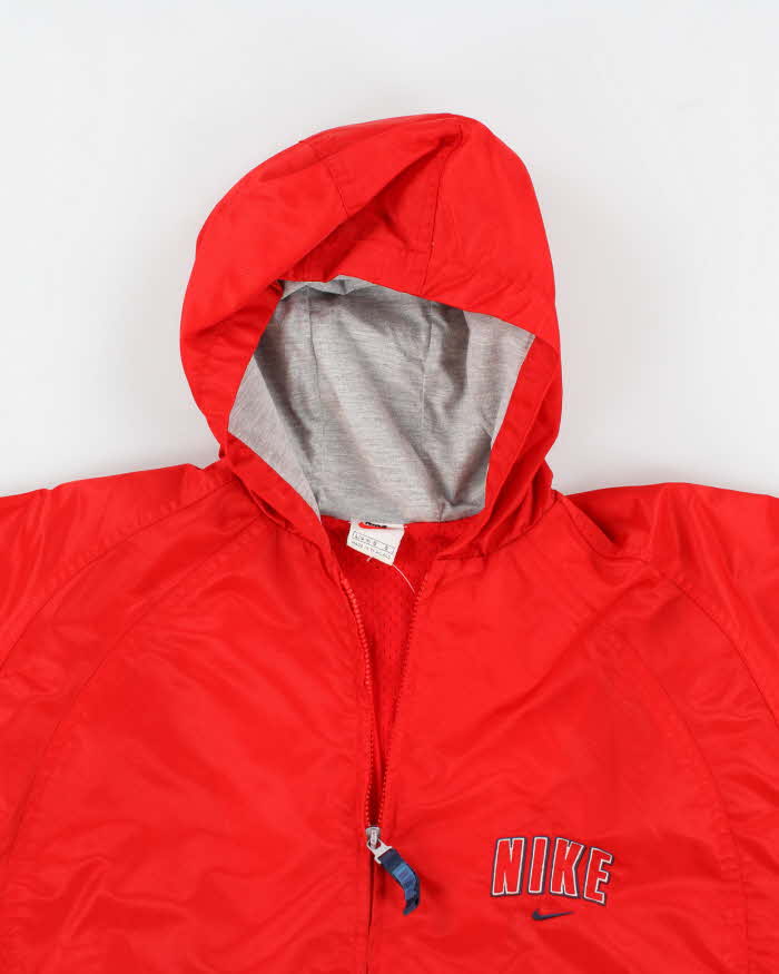 Vintage 90s Nike Oversized Red Hooded Windbreaker - L