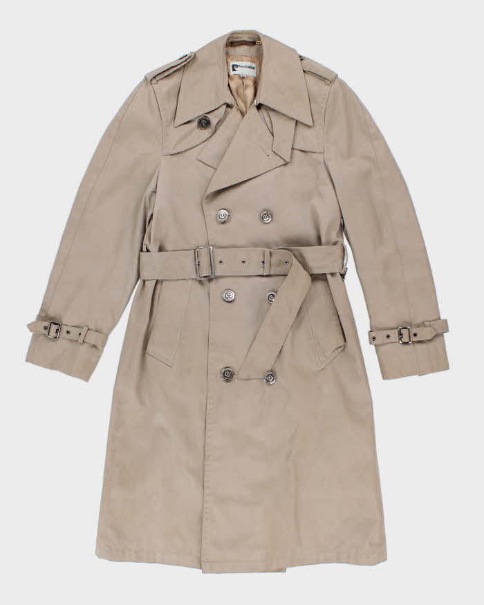 90s Vintage Men's Beige Pierre Cardin Trench Coat - S
