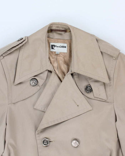 90s Vintage Men's Beige Pierre Cardin Trench Coat - S