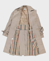 90s Vintage Men's Beige Pierre Cardin Trench Coat - S