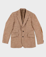 80s Vintage Mens Brown Harris Tweed Blazer - L