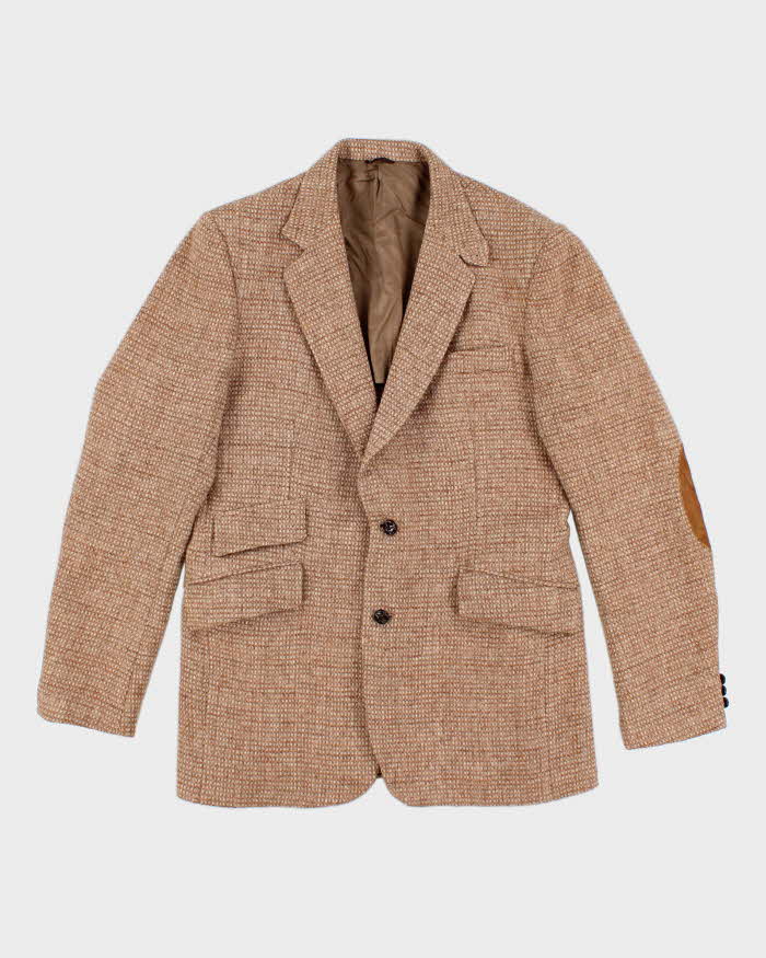 80s Vintage Mens Brown Harris Tweed Blazer - L