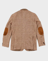 80s Vintage Mens Brown Harris Tweed Blazer - L