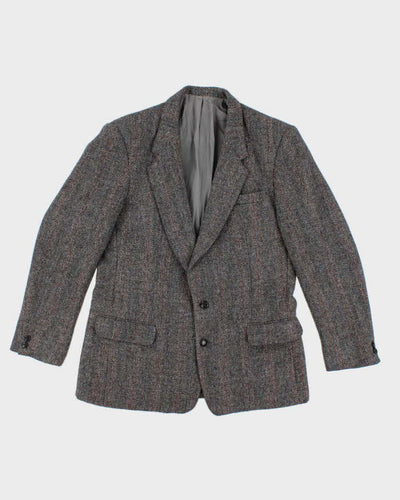 80s Vintage Mens Grey Harris Tweed Blazer - L