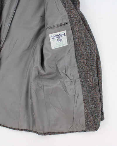 80s Vintage Mens Grey Harris Tweed Blazer - L