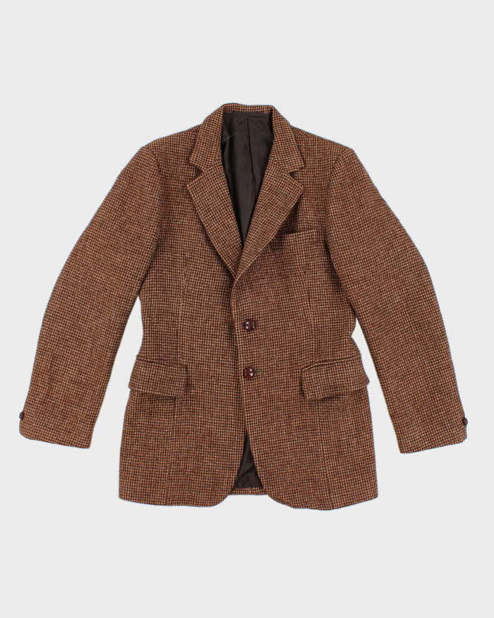 90s Vintage Mens Brown Harris Tweed Blazer - M