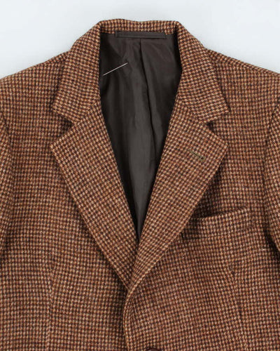 90s Vintage Mens Brown Harris Tweed Blazer - M