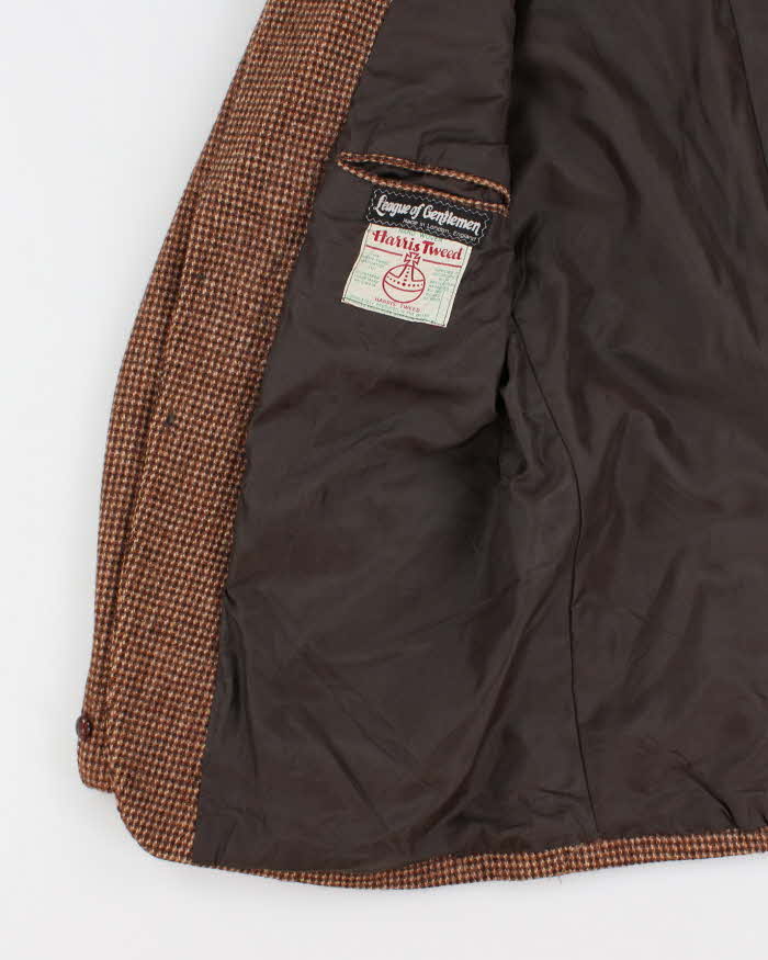 90s Vintage Mens Brown Harris Tweed Blazer - M