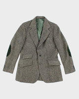 80s Vintage Mens Green Harris Tweed Blazer - M