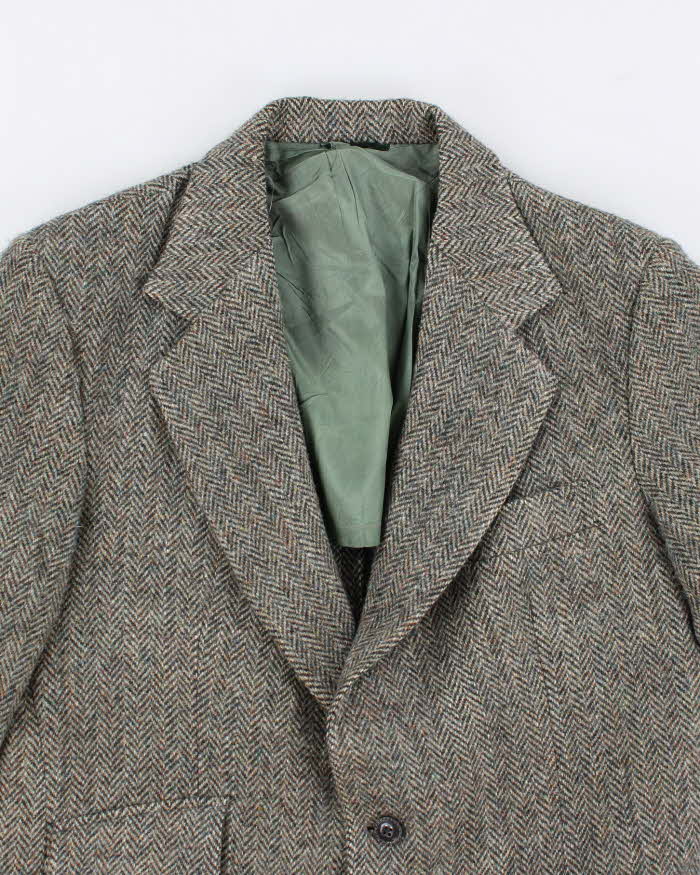 80s Vintage Mens Green Harris Tweed Blazer - M