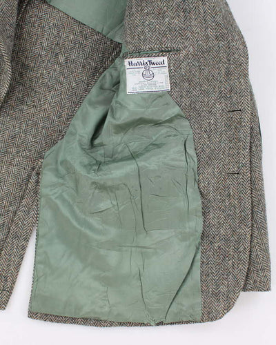 80s Vintage Mens Green Harris Tweed Blazer - M