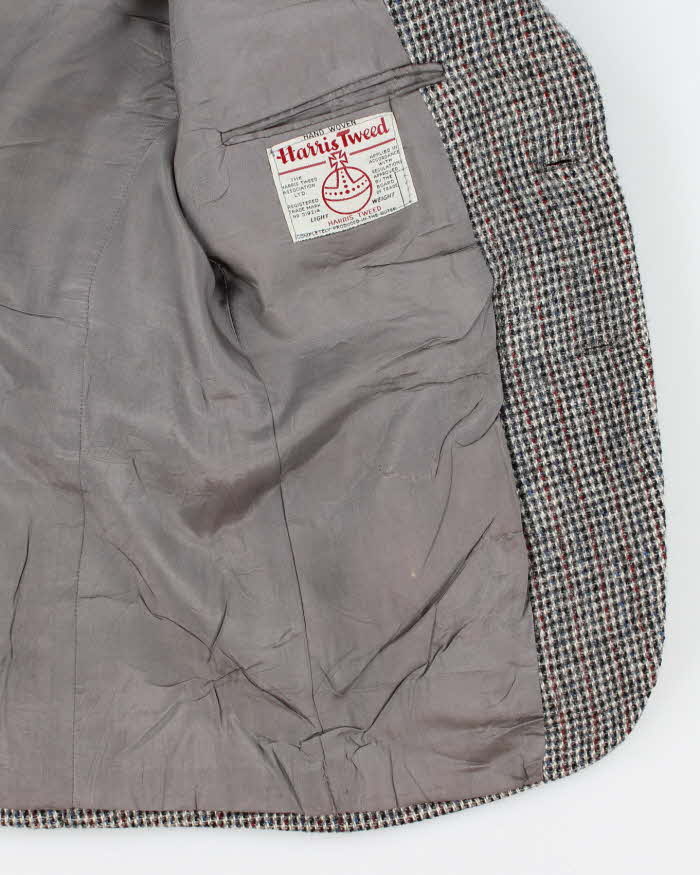 90s Vintage Mens Grey Harris Tweed Blazer - S