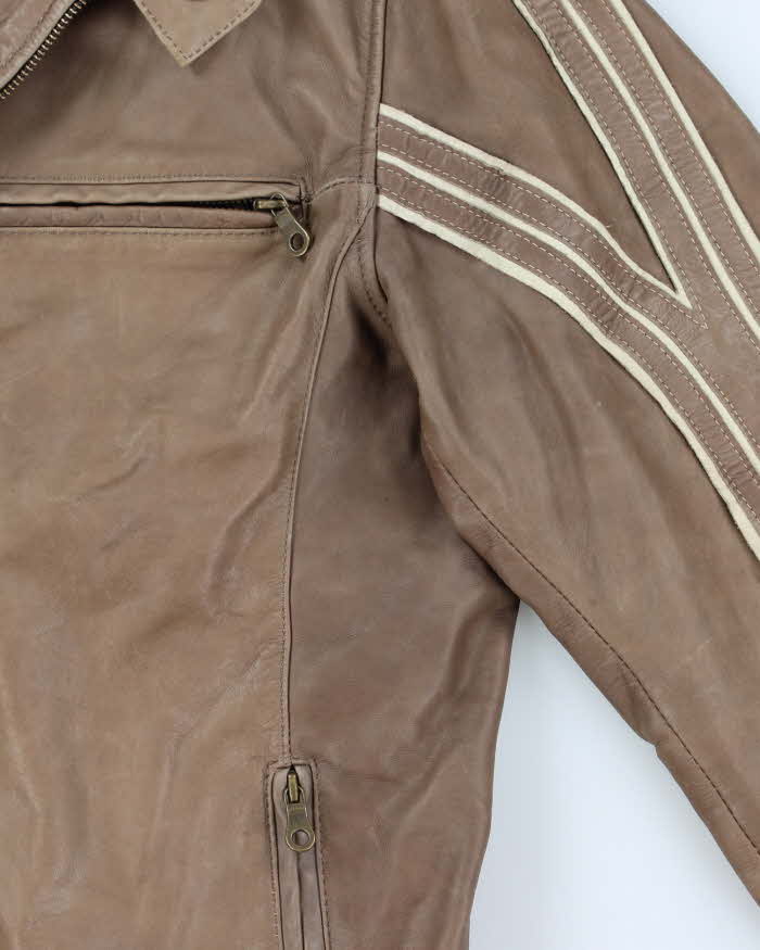 90s Vintage Mens Brown Danier Stripped Leather Jacket - M