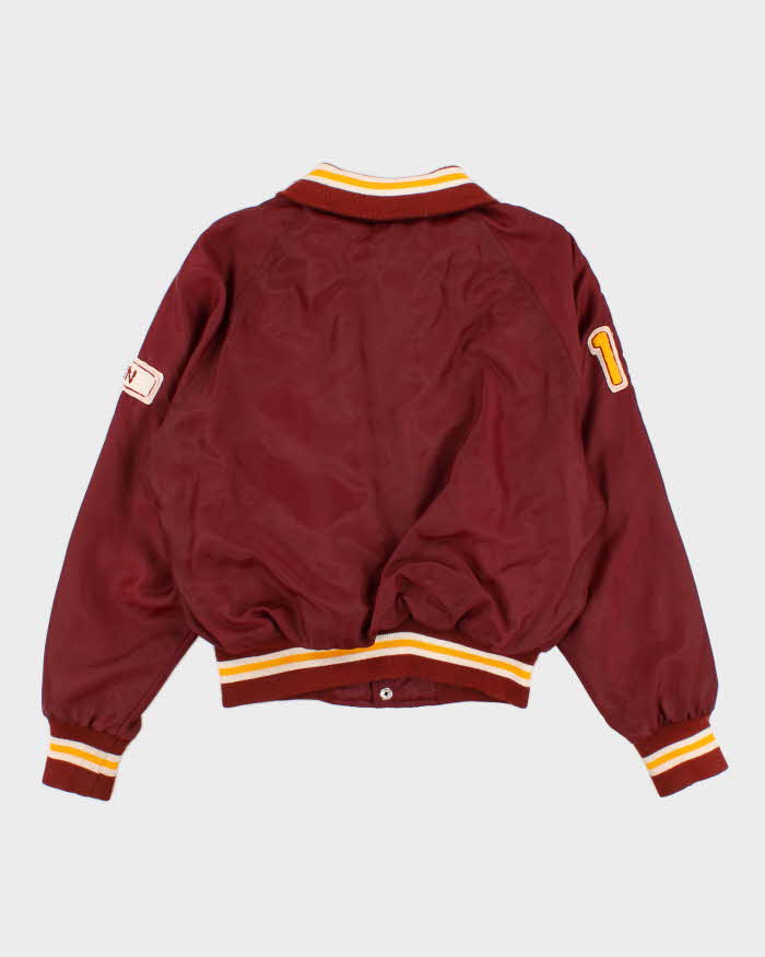 80s Vintage Men's Burgundy Varsity Jacket - M