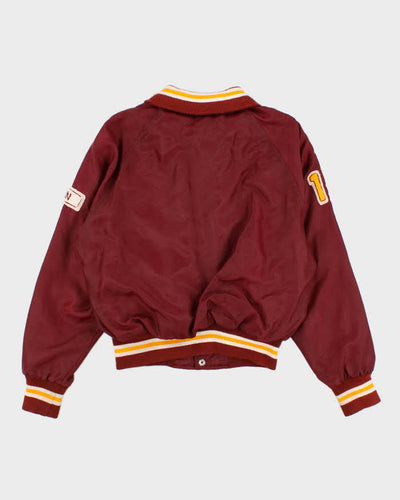 80s Vintage Men's Burgundy Varsity Jacket - M