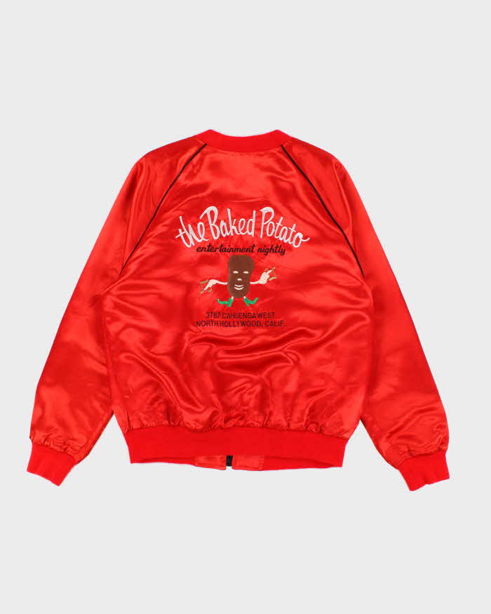 60s Vintage Men's Red Satin Finish Varsity Jacket L