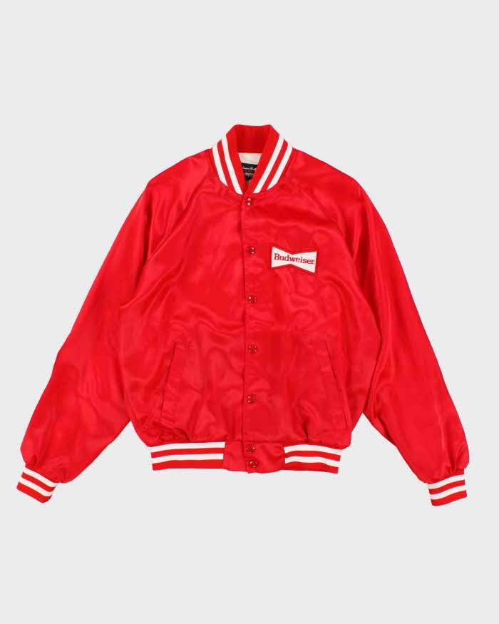 Mens 1990s Red Budweiser Varsity Jacket - M