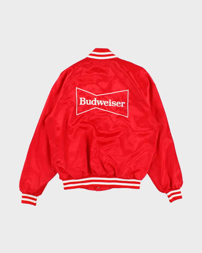 Mens 1990s Red Budweiser Varsity Jacket - M