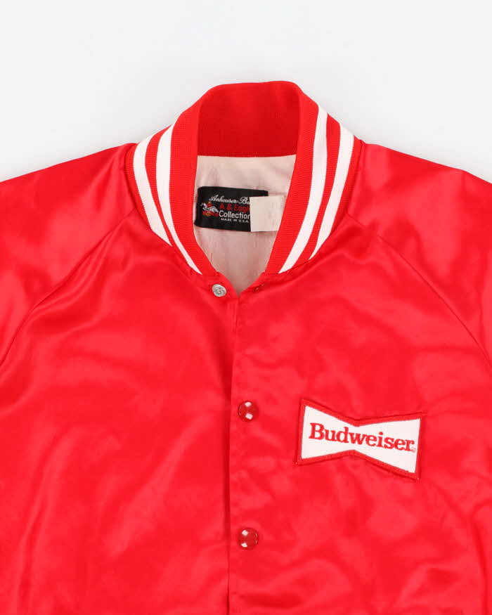 Mens 1990s Red Budweiser Varsity Jacket - M